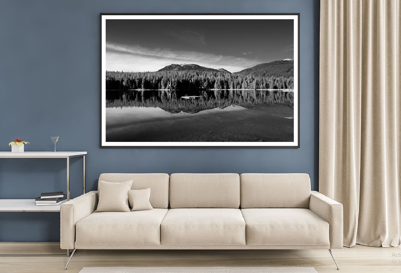 Trees View on Lake B&W Photograph Home Decor Premium Quality Poster Print Choose Your Sizes