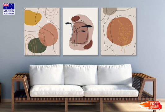3 Set of Abstract Shapes Painting High Quality Print 100% Australian Made Wall Canvas Ready to Hang