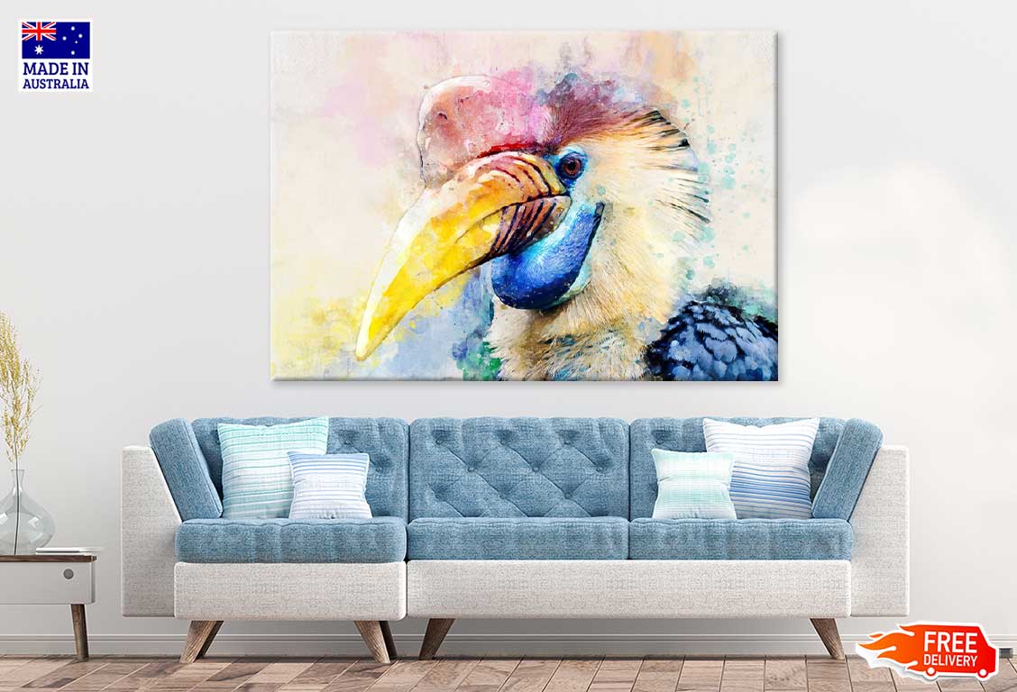 Hornbill Bird Watercolor Painting Print 100% Australian Made