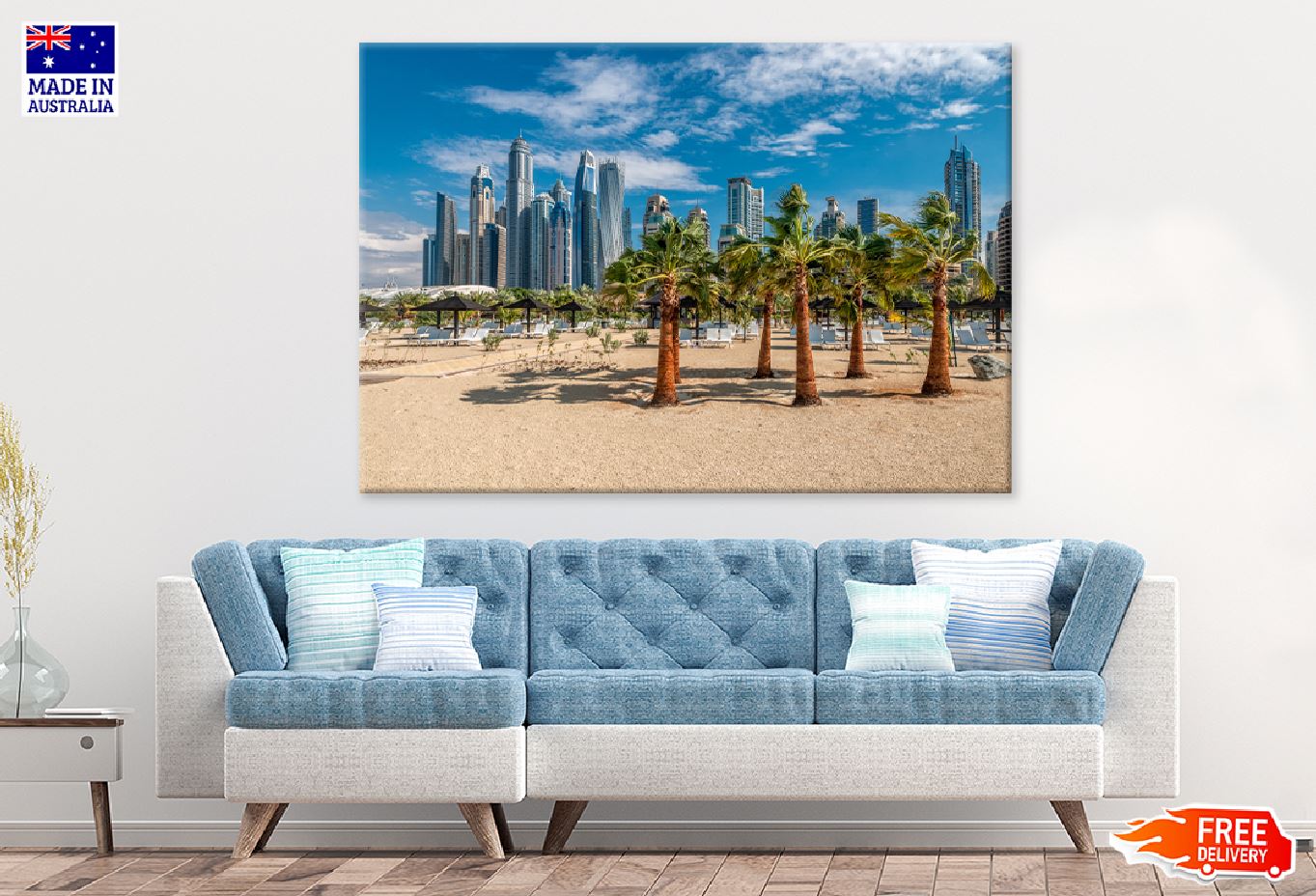 Dubai Marina Skyscrapers & Beach Photograph Print 100% Australian Made