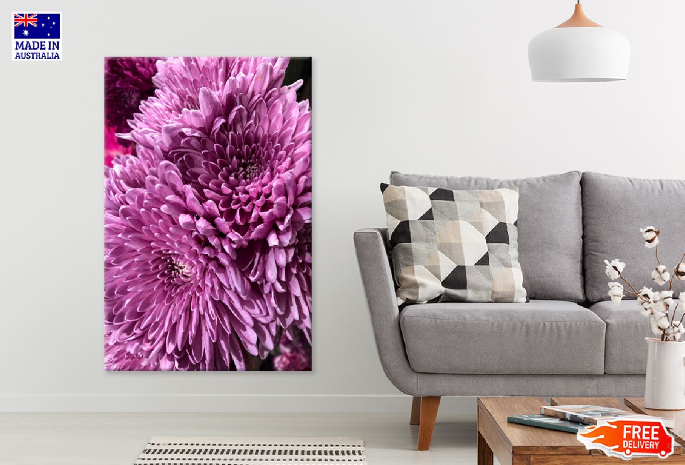 Pink Chrysanthemum Flowers View Photograph Print 100% Australian Made