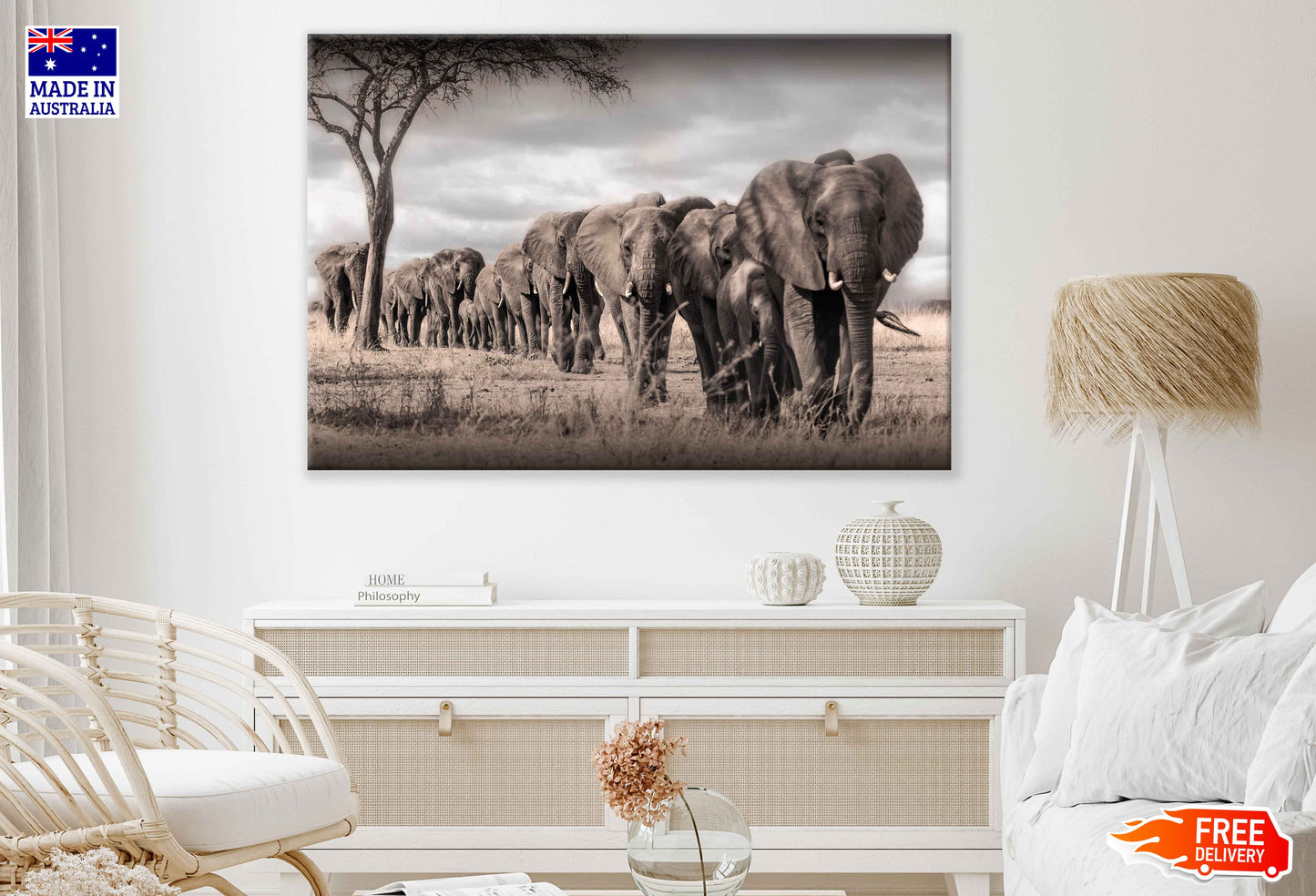 African Bush Elephants View Photograph Print 100% Australian Made