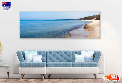 Panoramic Canvas Coastline Sea & Sky View Photograph High Quality 100% Australian Made Wall Canvas Print Ready to Hang