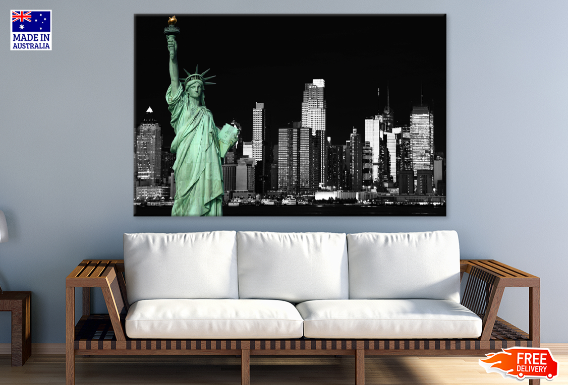 Liberty Island In New York City B&W Photograph Print 100% Australian Made