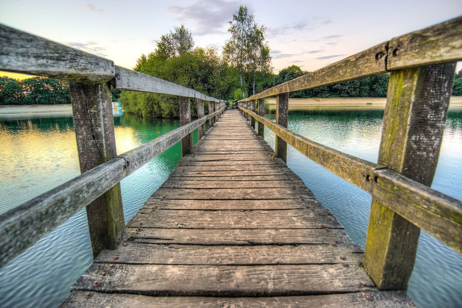 Wooden Bridge Near Mountains Photograph Print 100% Australian Made