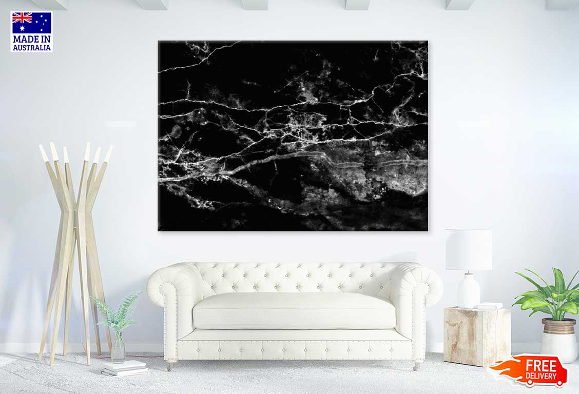 Black Marble Texture B&W Abstract Design Print 100% Australian Made