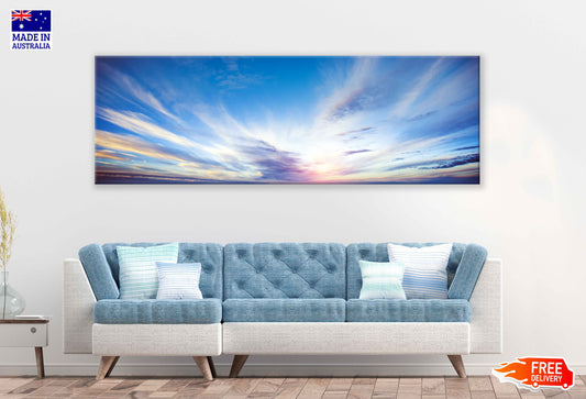 Panoramic Canvas Sunrise Summer Sky Scenery Photograph High Quality 100% Australian Made Wall Canvas Print Ready to Hang