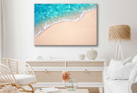 Bella Home Blue Clear Ocean Wave Print Canvas Ready to hang