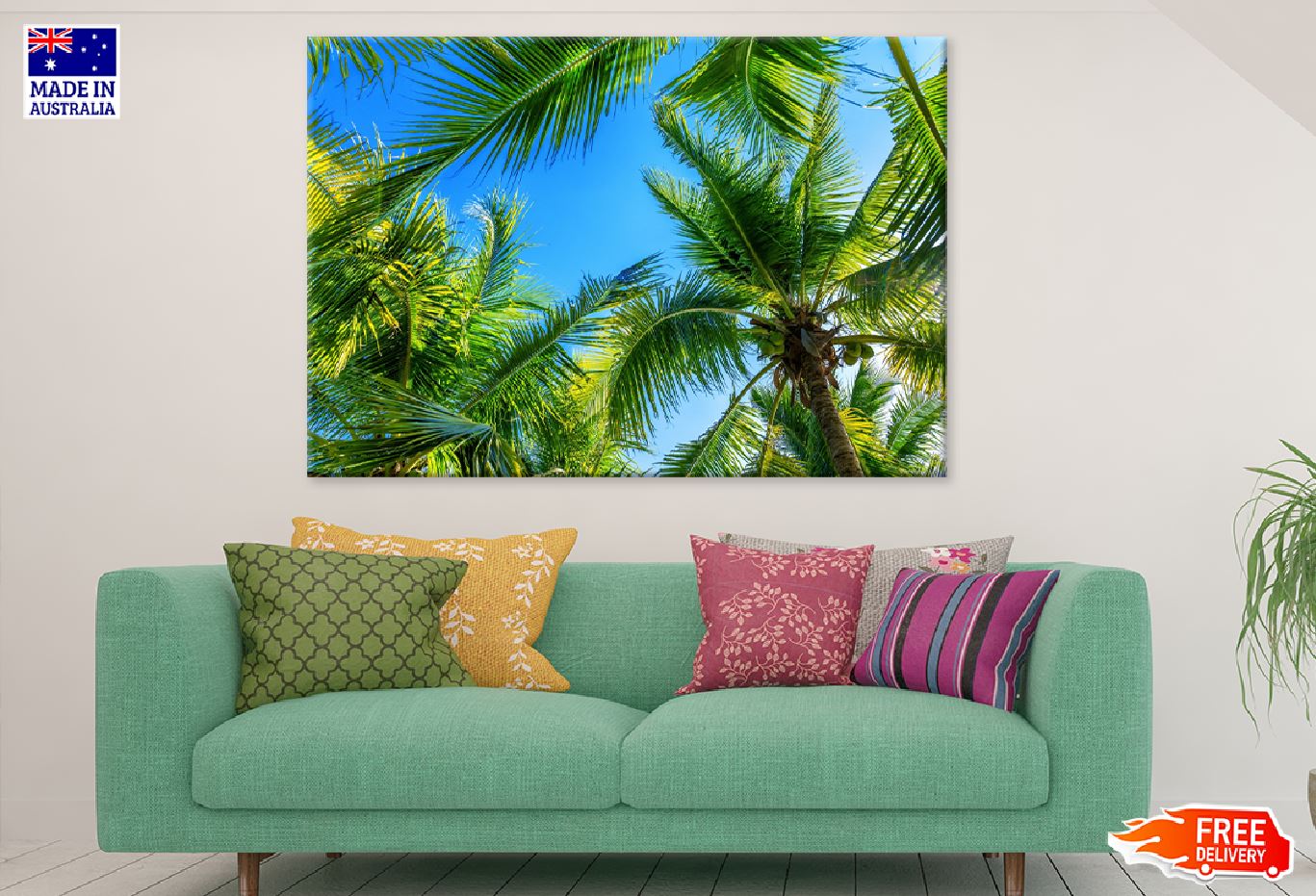 Coconut Palm Trees Bottom View Photograph Print 100% Australian Made