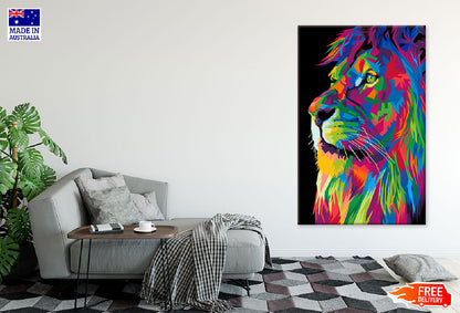 Colorful Lion Face Abstract Design Print 100% Australian Made