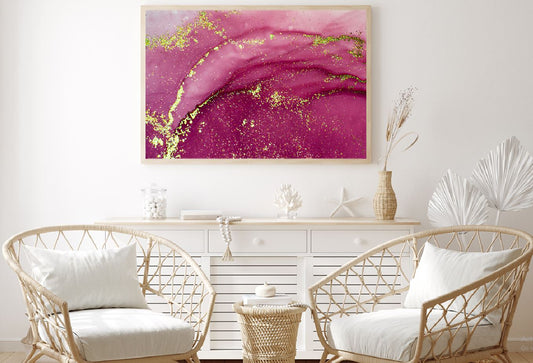 Pink & Gold Splash Fluid Abstract Design Home Decor Premium Quality Poster Print Choose Your Sizes