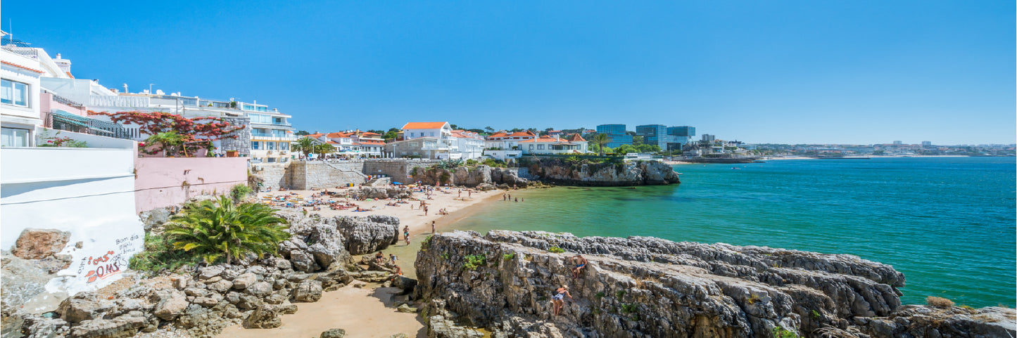 Panoramic Canvas Cascais Beach Summer View Photograph High Quality 100% Australian Made Wall Canvas Print Ready to Hang