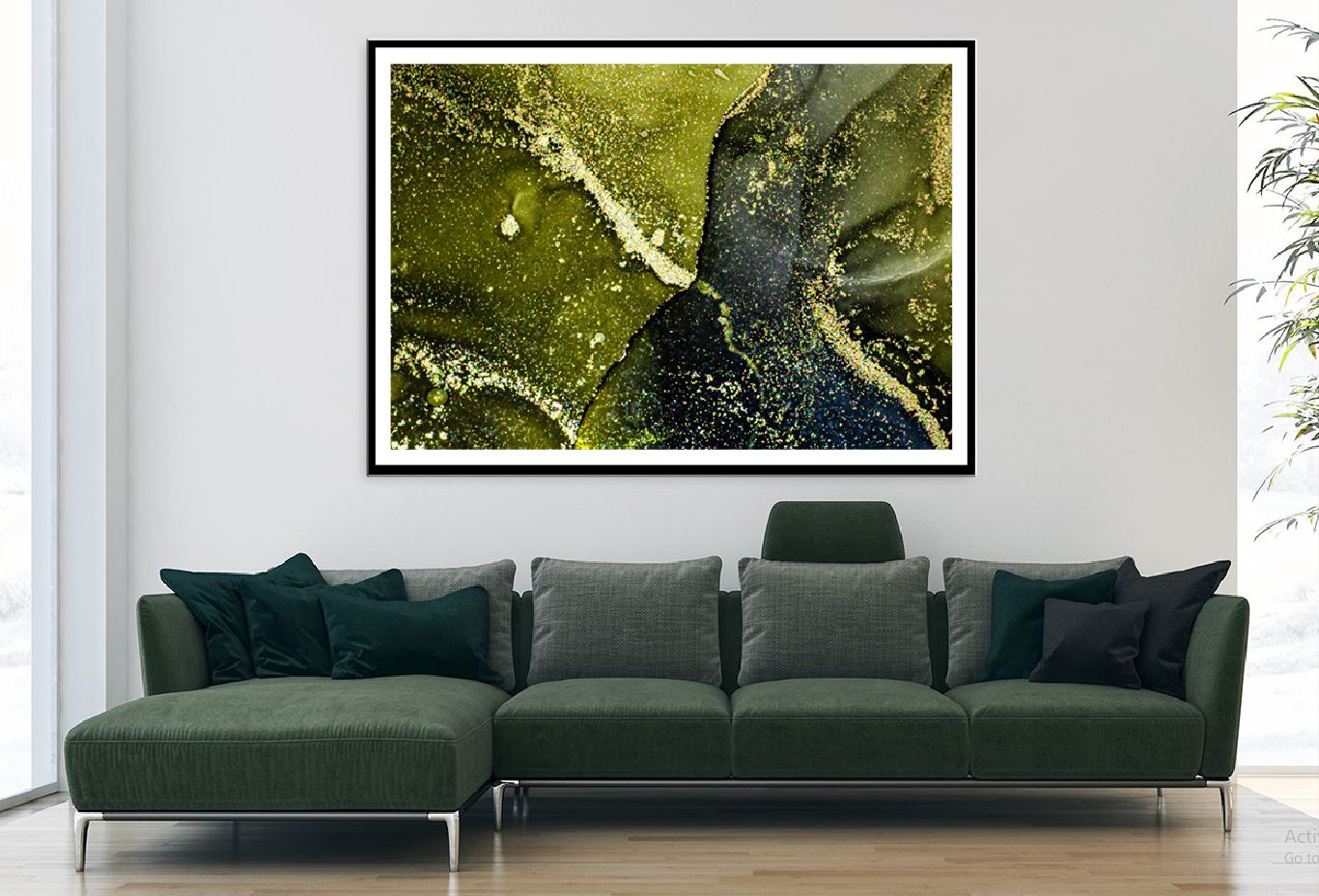 Dark Green & Gold Fluid Abstract Design Home Decor Premium Quality Poster Print Choose Your Sizes