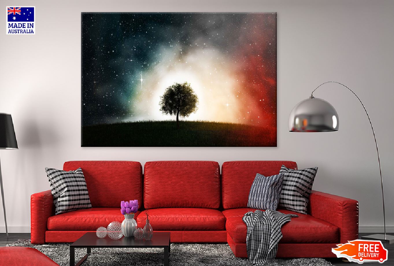 Alone Tree & Milky Way Sky View Photograph Print 100% Australian Made