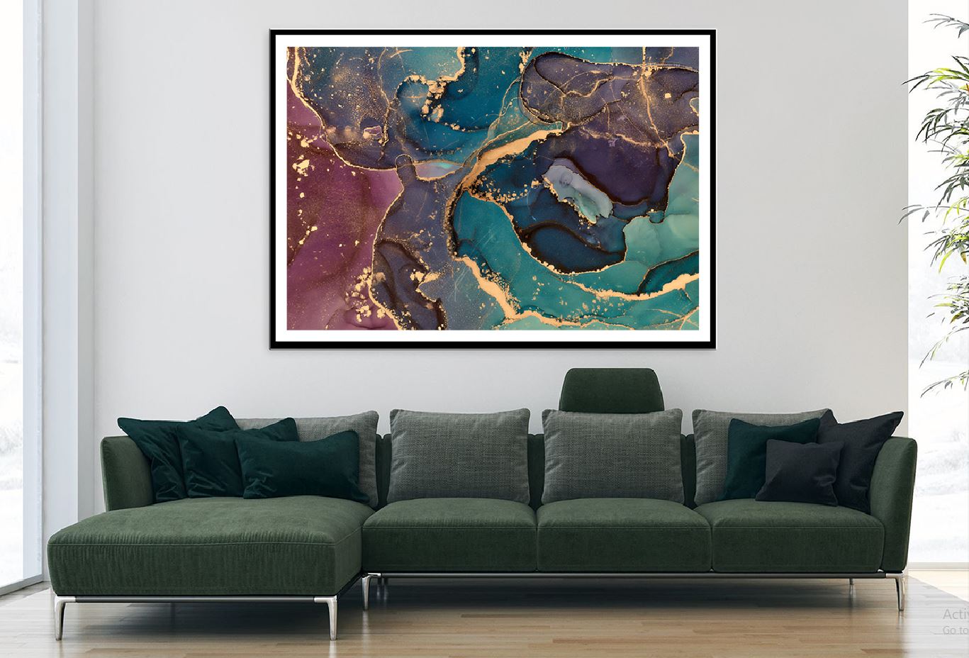 Pink Green & Gold Fluid Abstract Design Home Decor Premium Quality Poster Print Choose Your Sizes