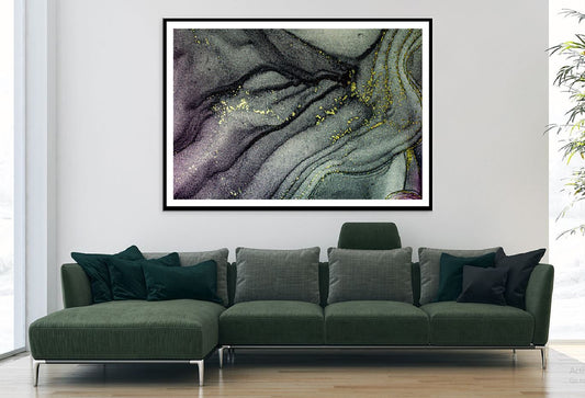 Grey & Black Gold Splash Abstract Design Home Decor Premium Quality Poster Print Choose Your Sizes