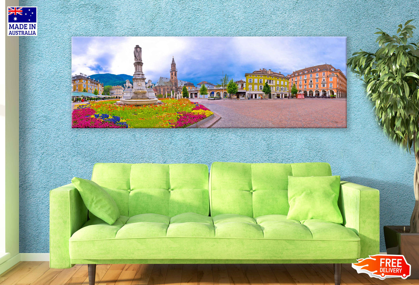 Panoramic Canvas Bolzano Main Square Photograph High Quality 100% Australian Made Wall Canvas Print Ready to Hang