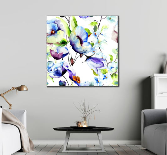 Square Canvas Colorful Floral Painting High Quality Print 100% Australian Made