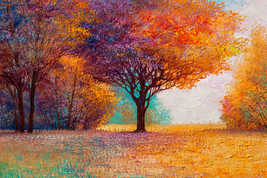 Autumn Trees Garden Oil Painting Print 100% Australian Made