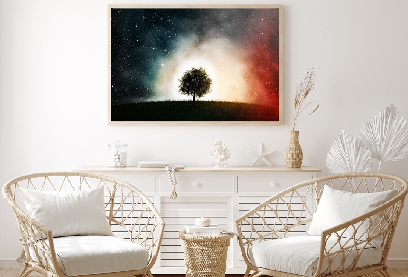 Alone Tree & Milky Way Sky View Photograph Home Decor Premium Quality Poster Print Choose Your Sizes