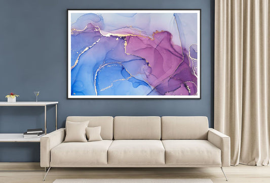 Blue Purple & Gold Lines Abstract Design Home Decor Premium Quality Poster Print Choose Your Sizes