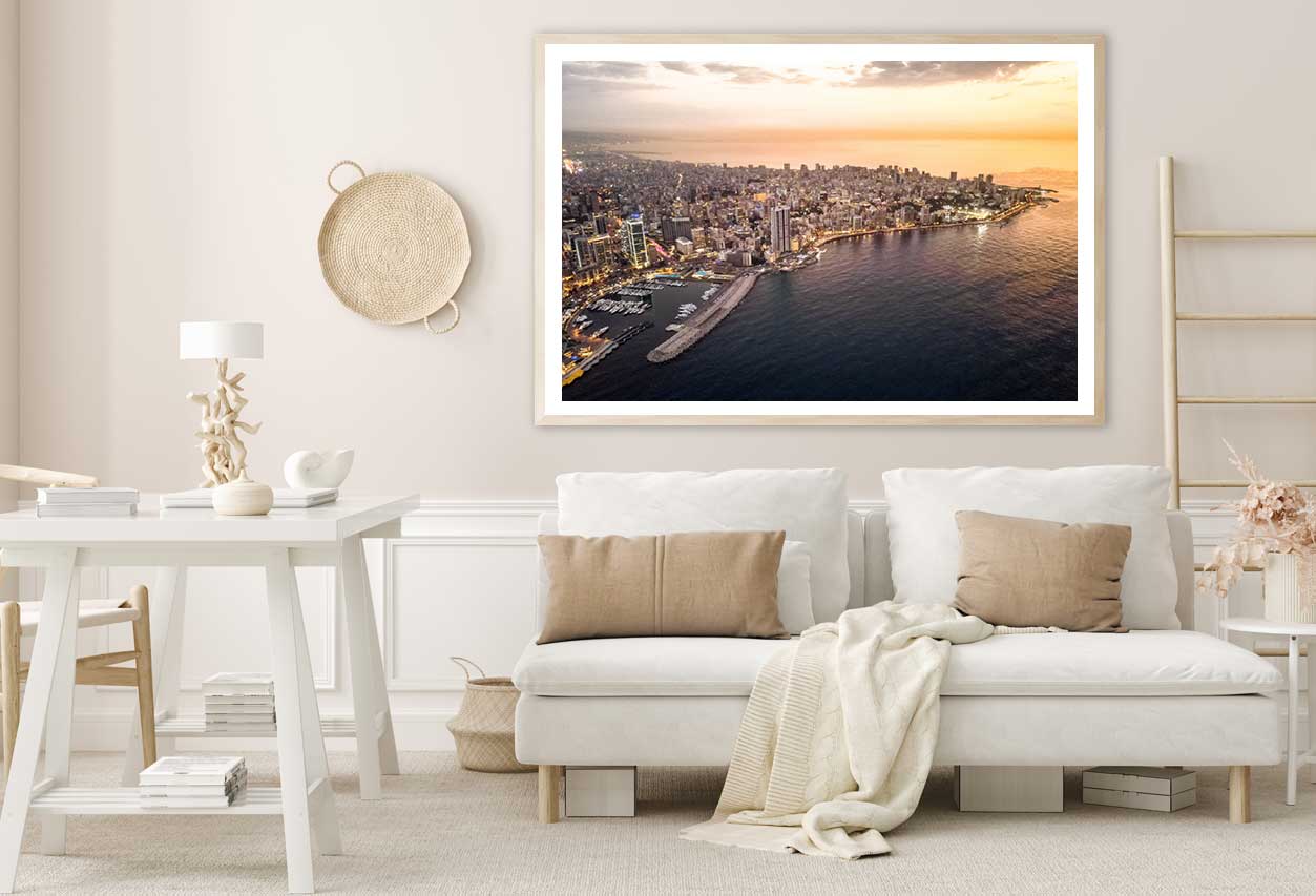 Beirut City with Sea Aerial View Photograph Home Decor Premium Quality Poster Print Choose Your Sizes