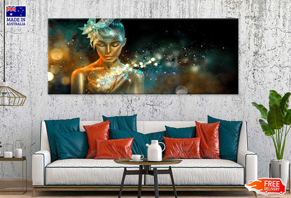 Panoramic Canvas Girl with Flower High Quality 100% Australian Made Wall Canvas Print Ready to Hang