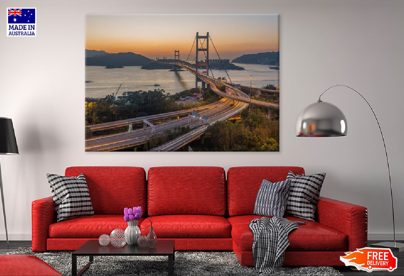 Tsing Ma Bridge Sunset View Photograph Print 100% Australian Made