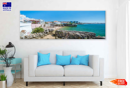 Panoramic Canvas Cascais Beach Summer View Photograph High Quality 100% Australian Made Wall Canvas Print Ready to Hang