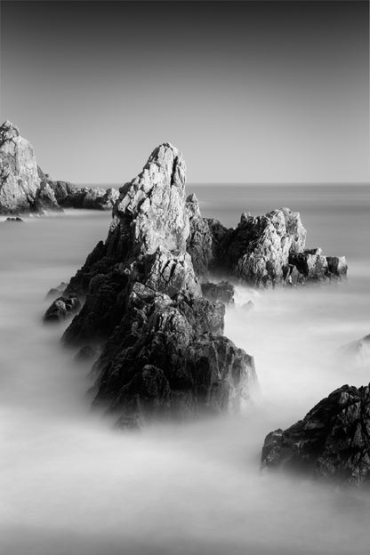 Rocky Beach B&W View Photograph Guernsey Print 100% Australian Made