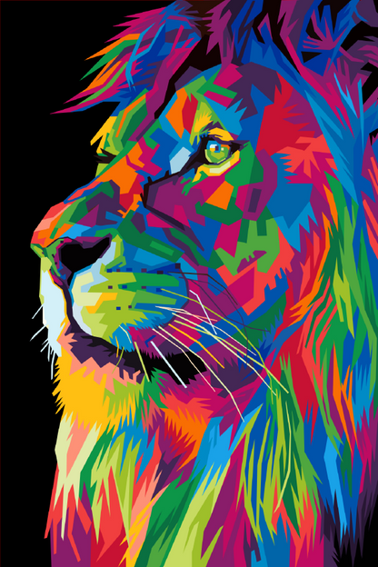 Colorful Lion Face Abstract Design Print 100% Australian Made