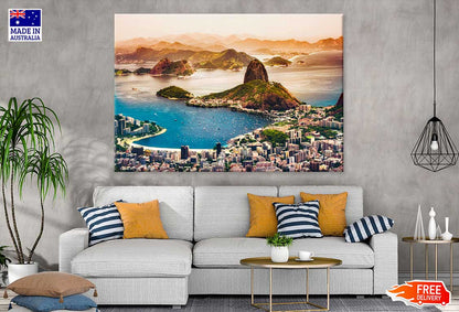 Rio de Janeiro Sea & City Aerial View Photograph Print 100% Australian Made