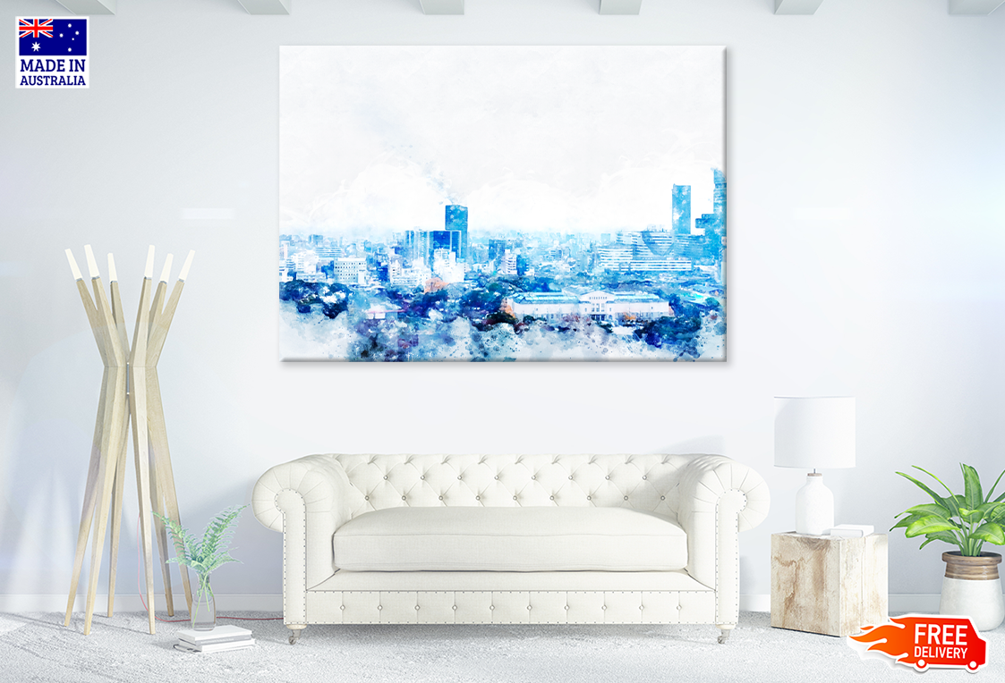 Abstract City on Watercolor Painting Photograph Print 100% Australian Made