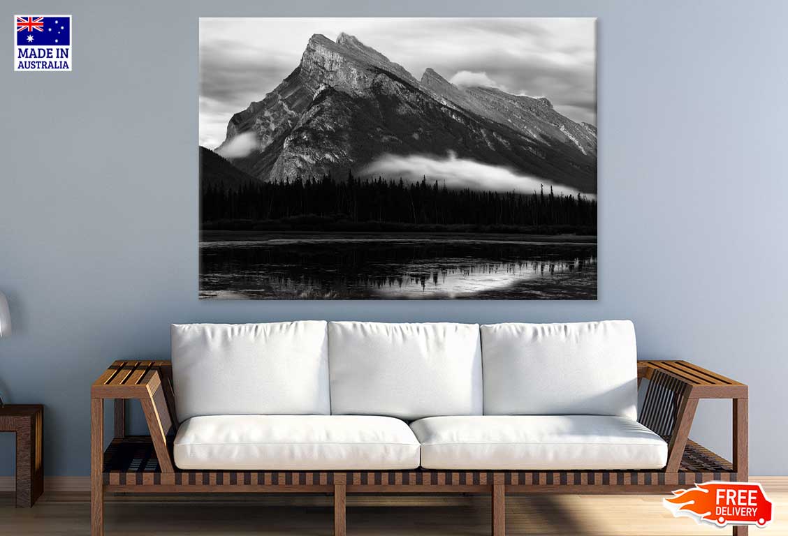 Mountain & Lake View B&W Photograph Print 100% Australian Made