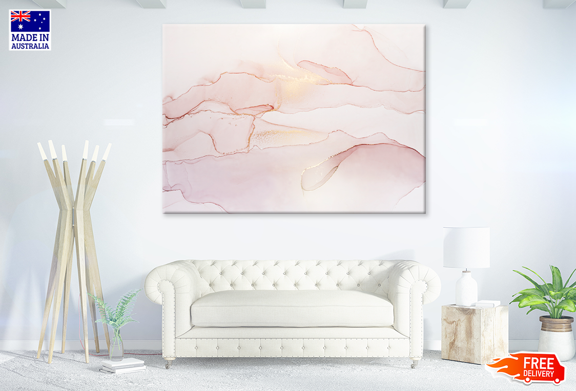 Pink White & Gold Abstract Design Print 100% Australian Made