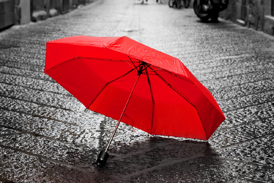 Red Umbrella B&W View Photograph Print 100% Australian Made