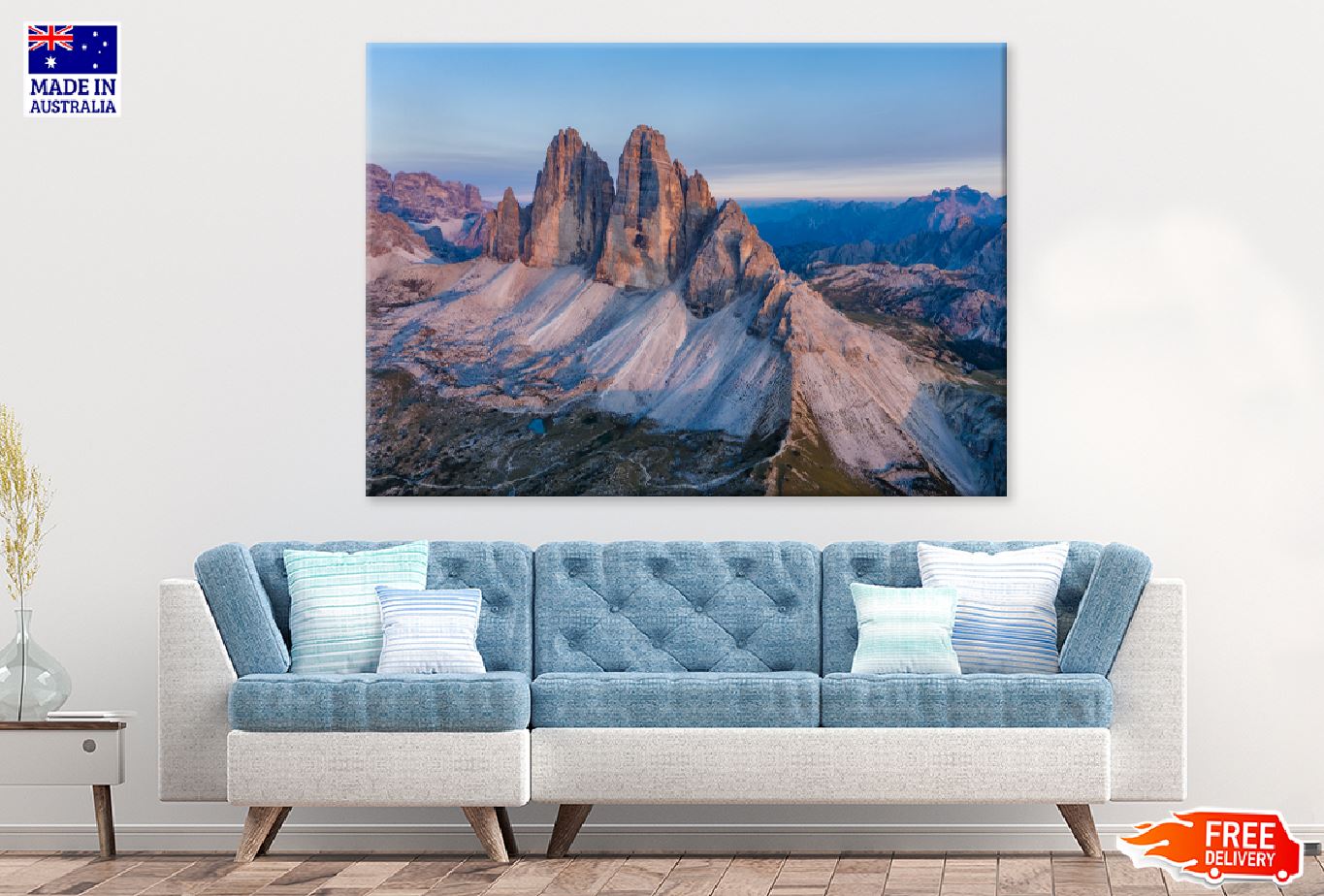 Aerial View of Tre Cime Peaks Photograph Print 100% Australian Made