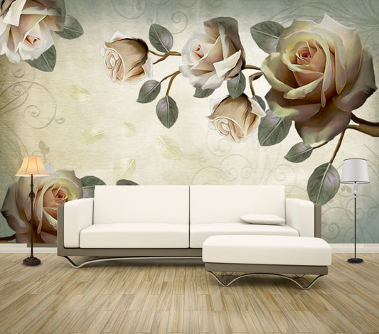 Wallpaper Murals Peel and Stick Removable Rose Floral High Quality