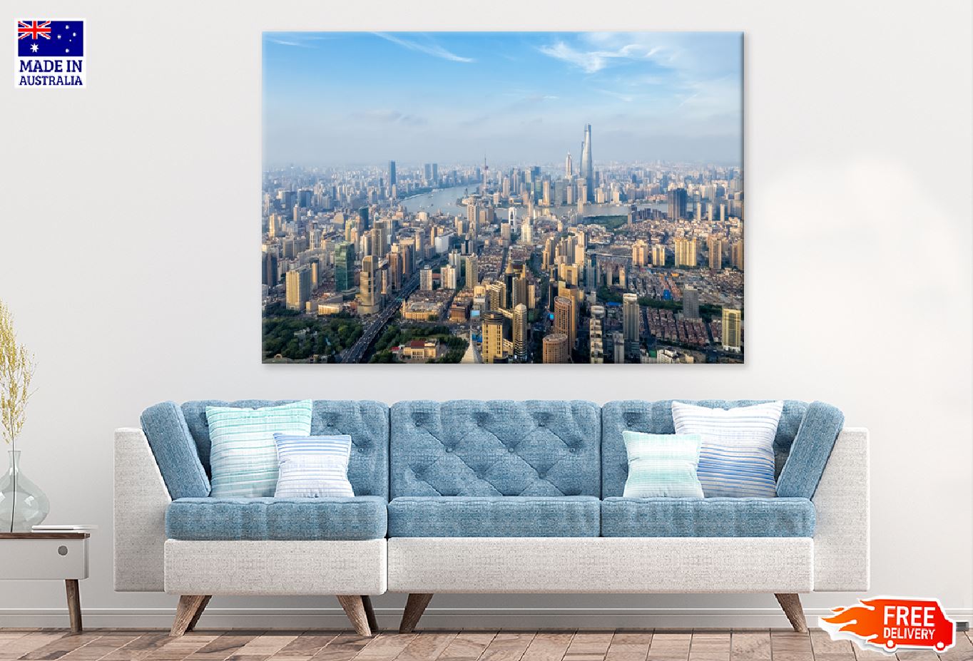 Shanghai Cityscape Dusk Aerial View Photograph Print 100% Australian Made