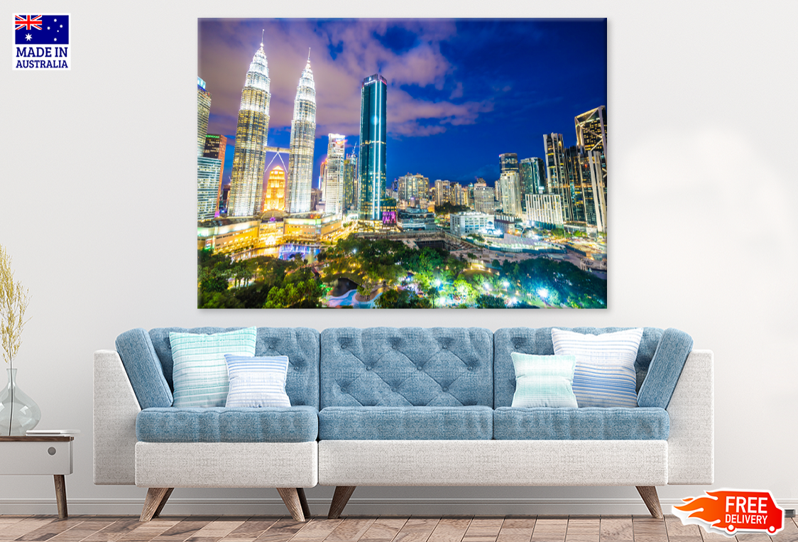 Malaysia City Nighttime View Photograph Print 100% Australian Made