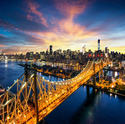 Square Canvas Queensboro Bridge Aerial View Photograph High Quality Print 100% Australian Made