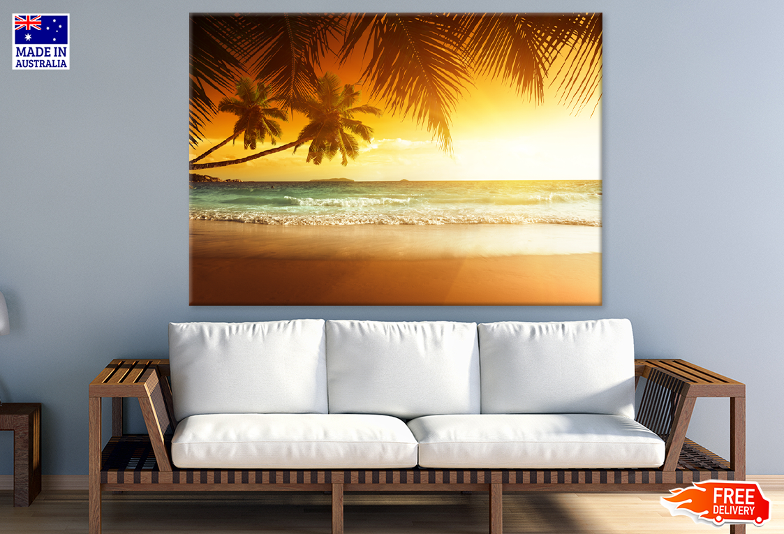 Palm Trees & Sea Sunset View Photograph Print 100% Australian Made