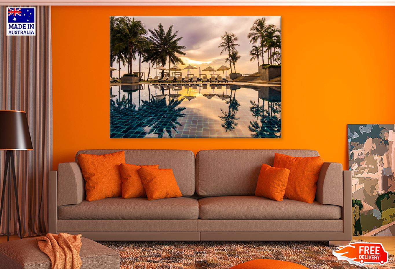 Palm Trees Near Resort Pool View Photograph Print 100% Australian Made