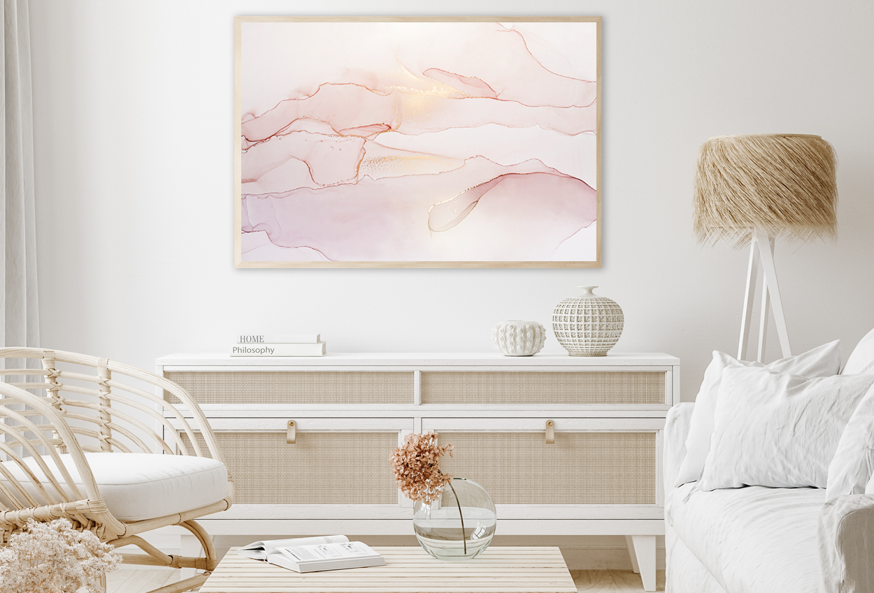 Pink White & Gold Abstract Design Home Decor Premium Quality Poster Print Choose Your Sizes