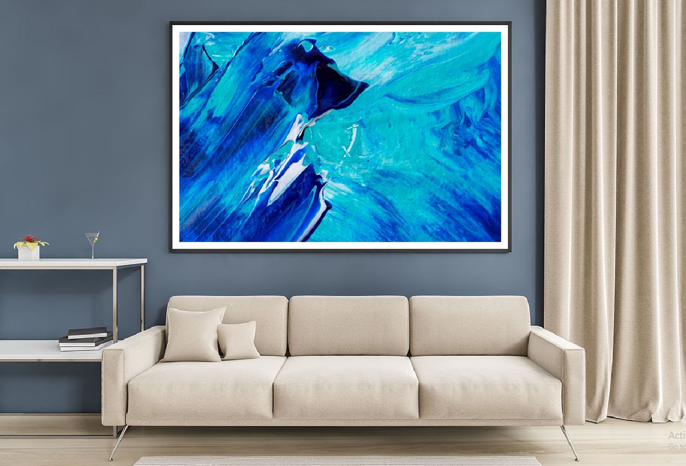 Blue & Dark Blue Abstract Paint Design Home Decor Premium Quality Poster Print Choose Your Sizes