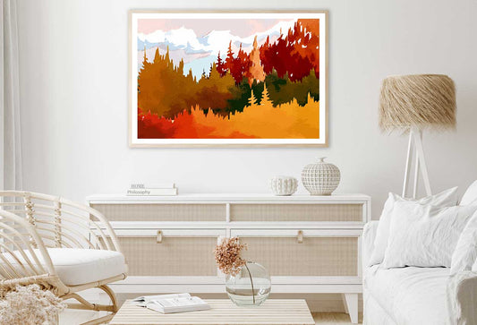 Autumn Trees & Mountains Vector Art Home Decor Premium Quality Poster Print Choose Your Sizes