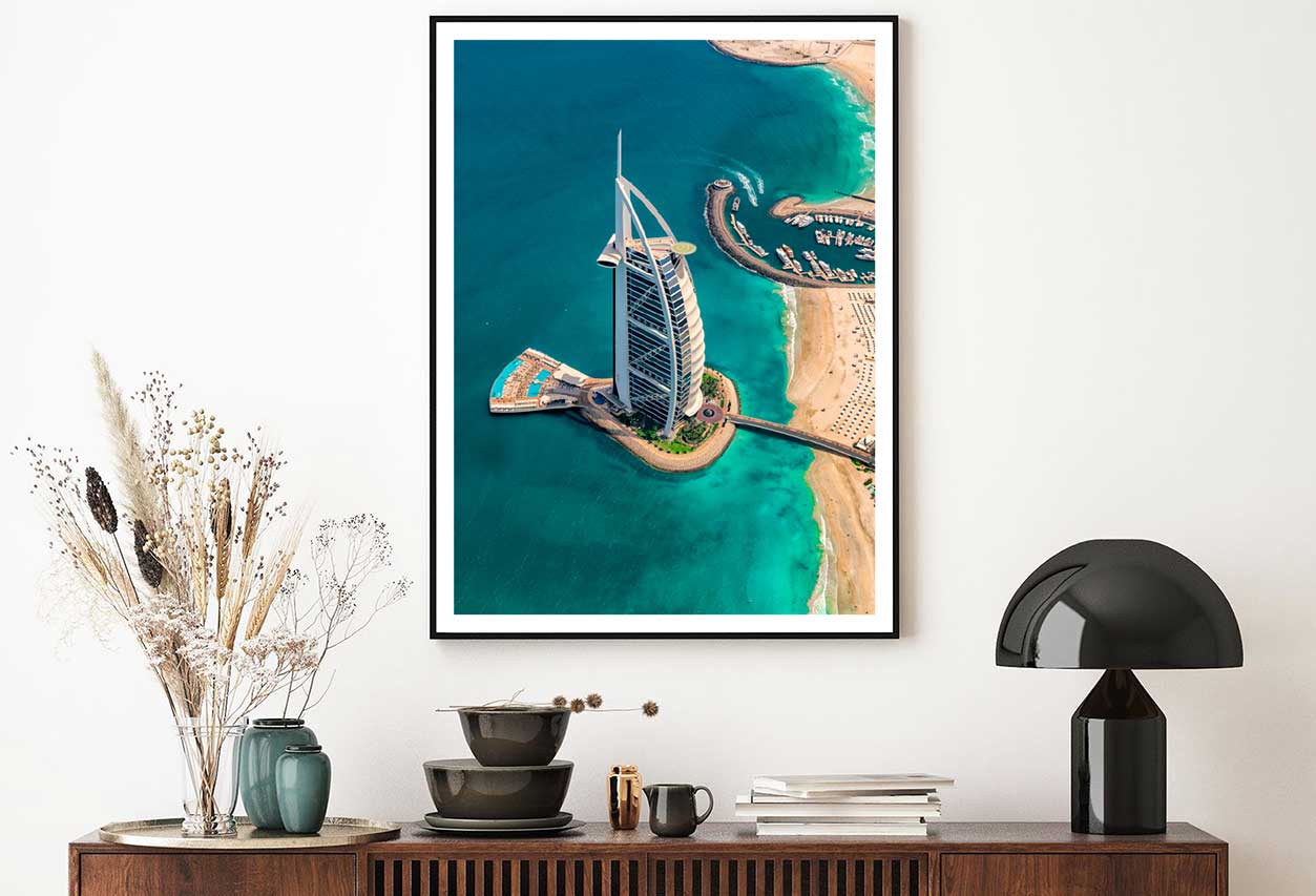 Aerial View Burj Al Arab & Sea Photograph Home Decor Premium Quality Poster Print Choose Your Sizes