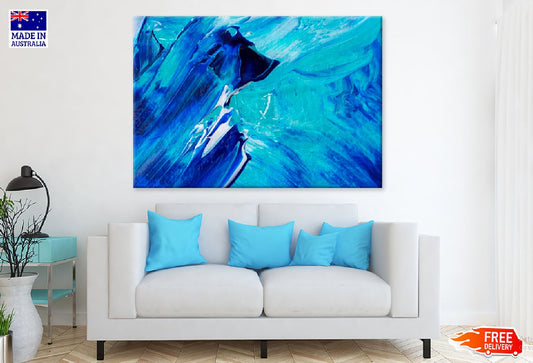 Blue & Dark Blue Abstract Paint Design Print 100% Australian Made