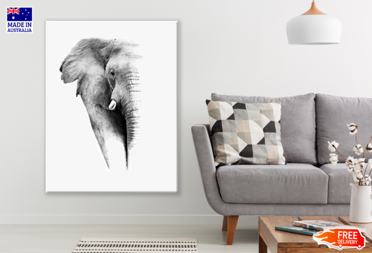 Elephant Face Clouseup B&W Photograph Print 100% Australian Made