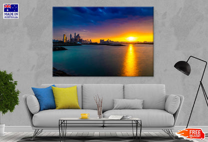 City Skyline View From Sea Sunset View Photograph Print 100% Australian Made